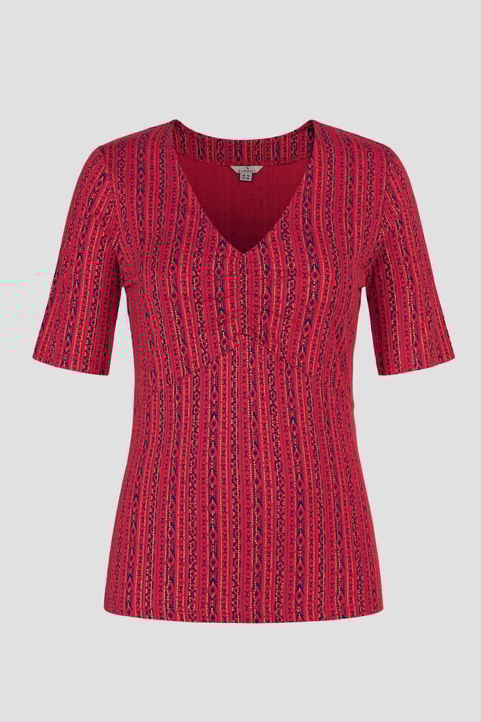 Short Sleeve Shimmer Printed Viscose Top