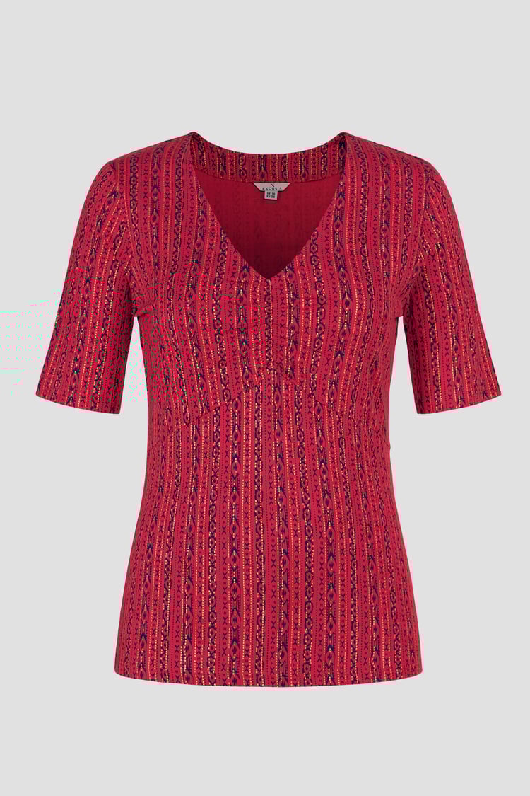 Short Sleeve Shimmer Printed Viscose Top