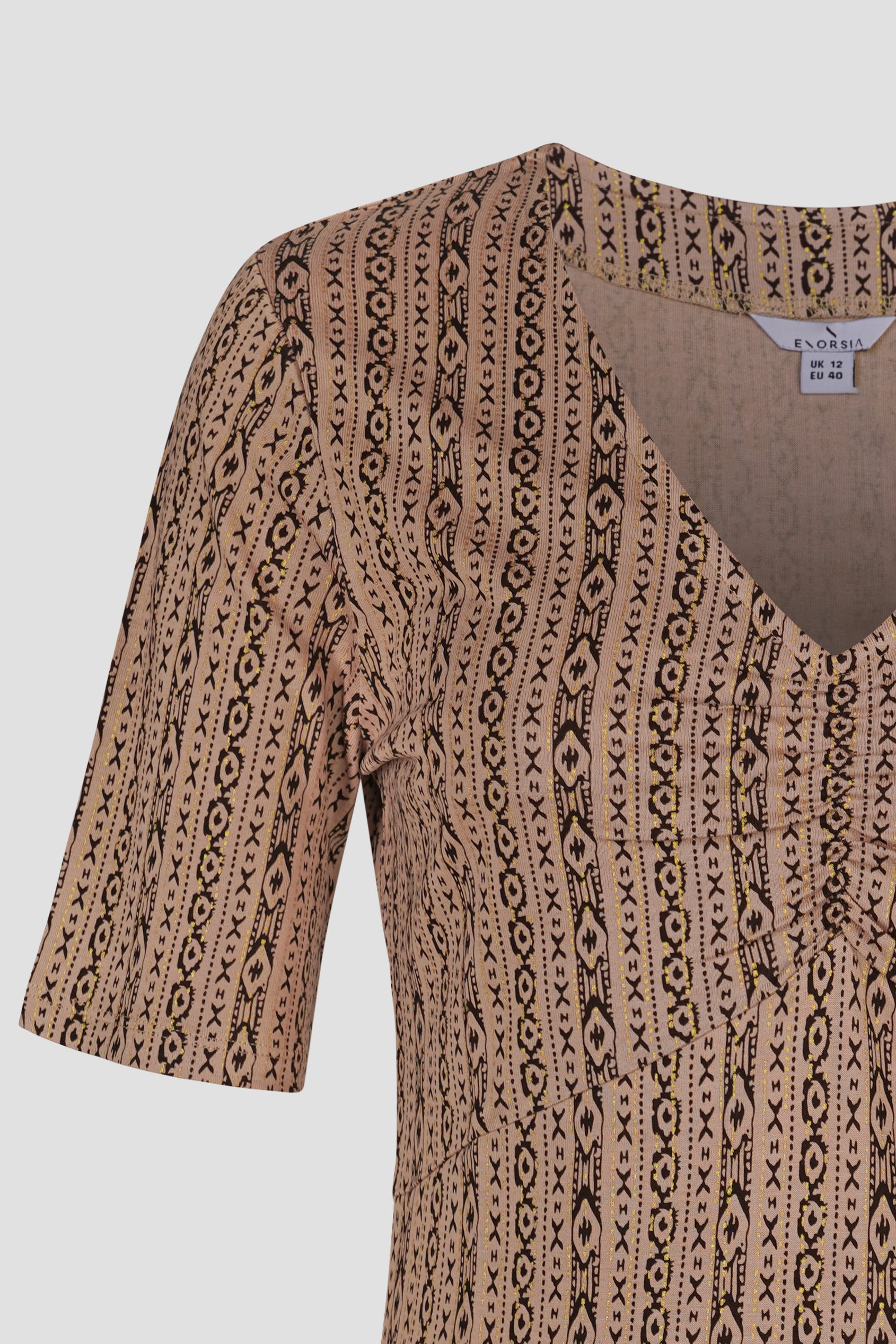 Short Sleeve Shimmer Printed Viscose Top