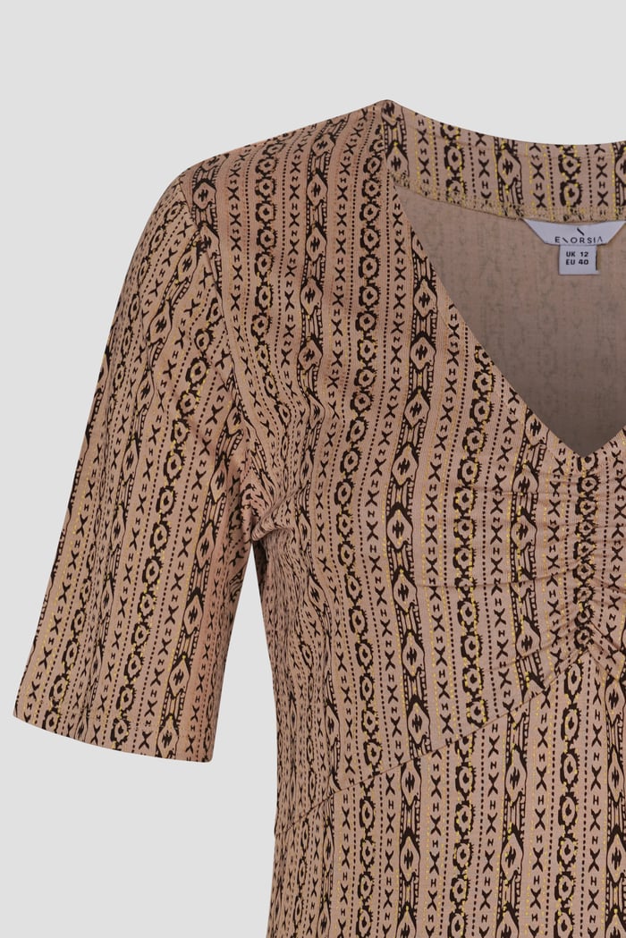 Short Sleeve Shimmer Printed Viscose Top