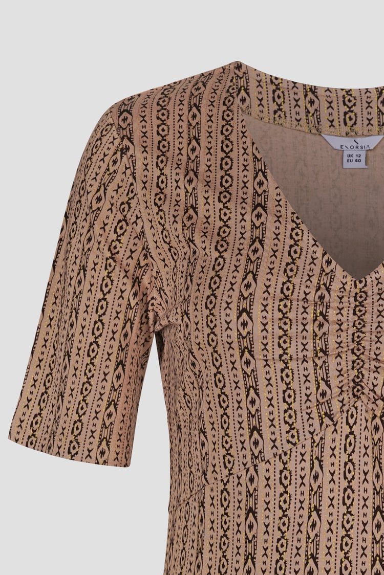 Short Sleeve Shimmer Printed Viscose Top