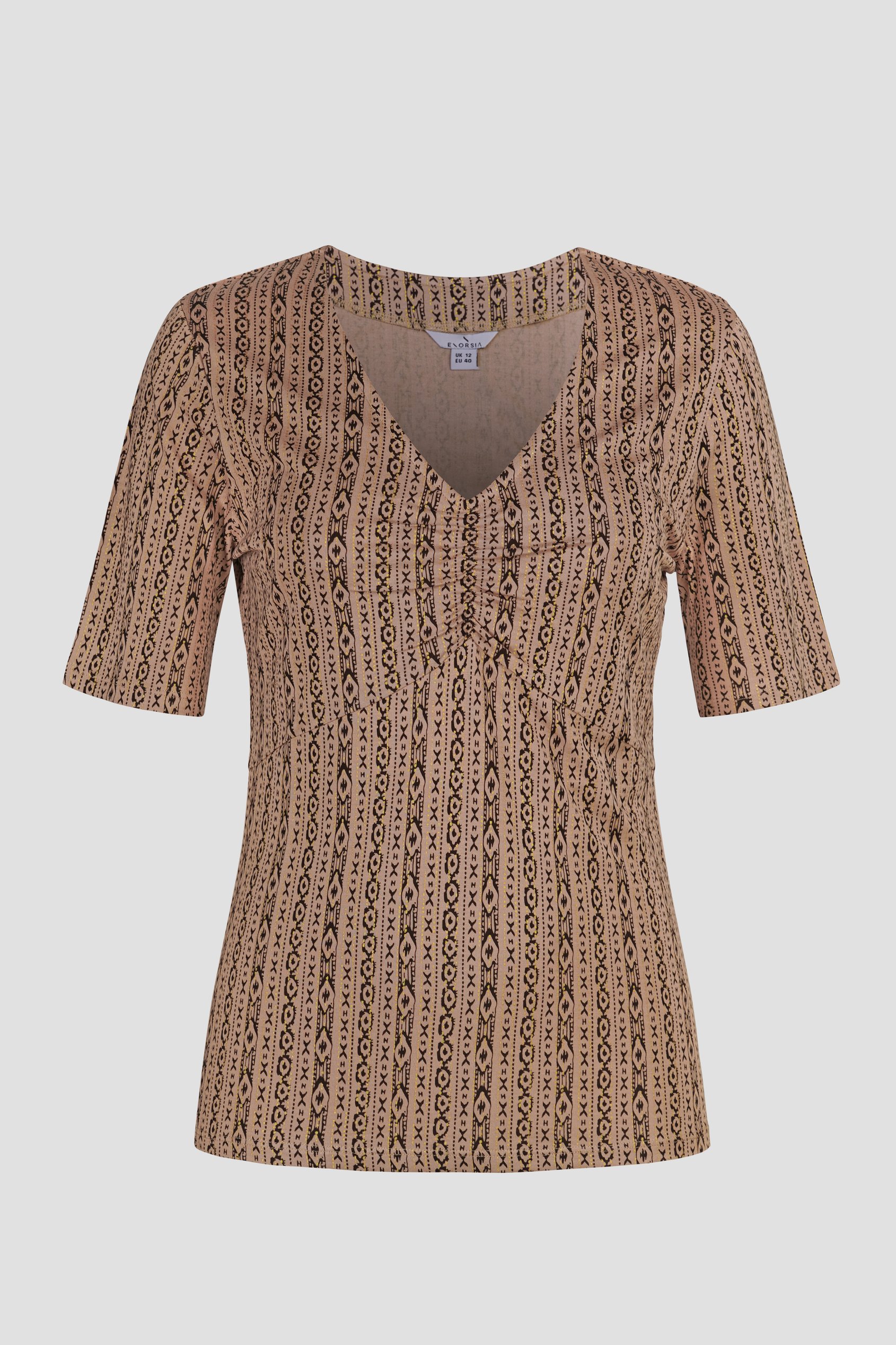 Short Sleeve Shimmer Printed Viscose Top