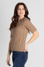 Short Sleeve Shimmer Printed Viscose Top