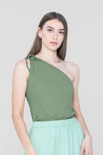 Knotted One Shoulder Rib Vest