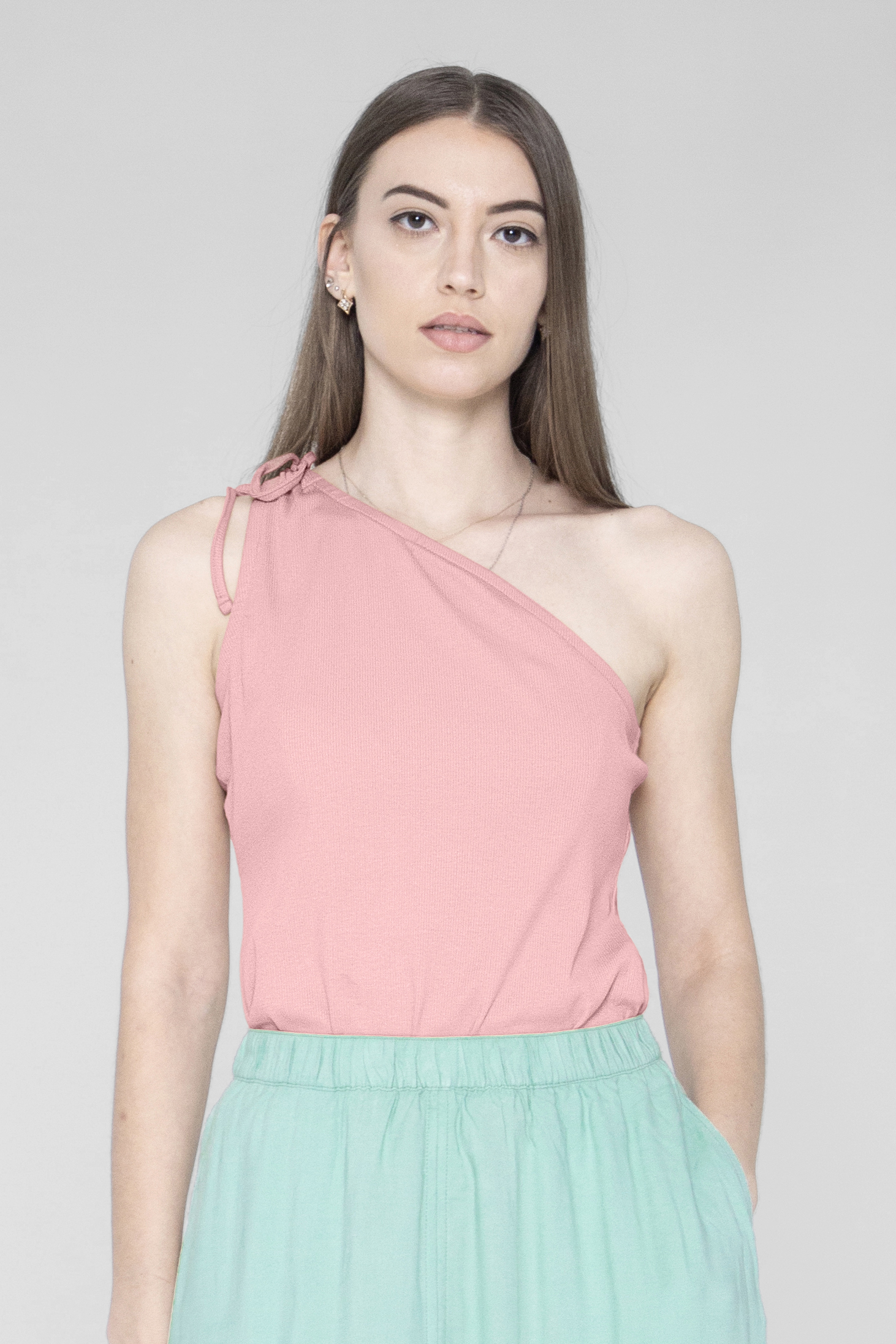 Knotted One Shoulder Rib Vest