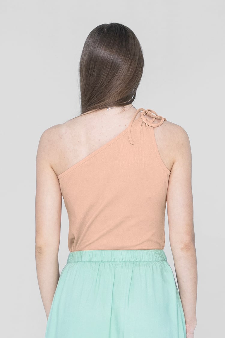 Knotted One Shoulder Rib Vest