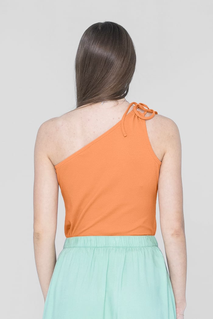 Knotted One Shoulder Rib Vest