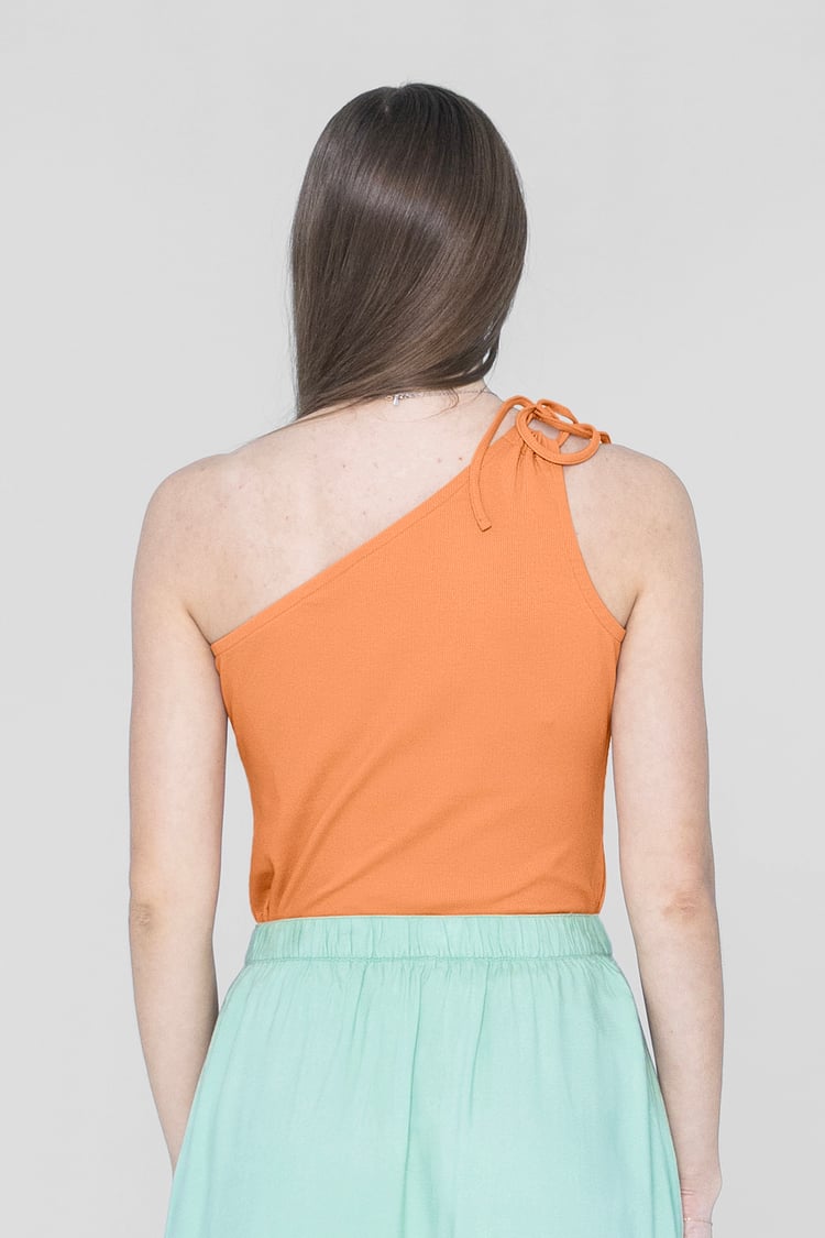 Knotted One Shoulder Rib Vest