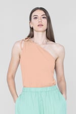 Knotted One Shoulder Rib Vest