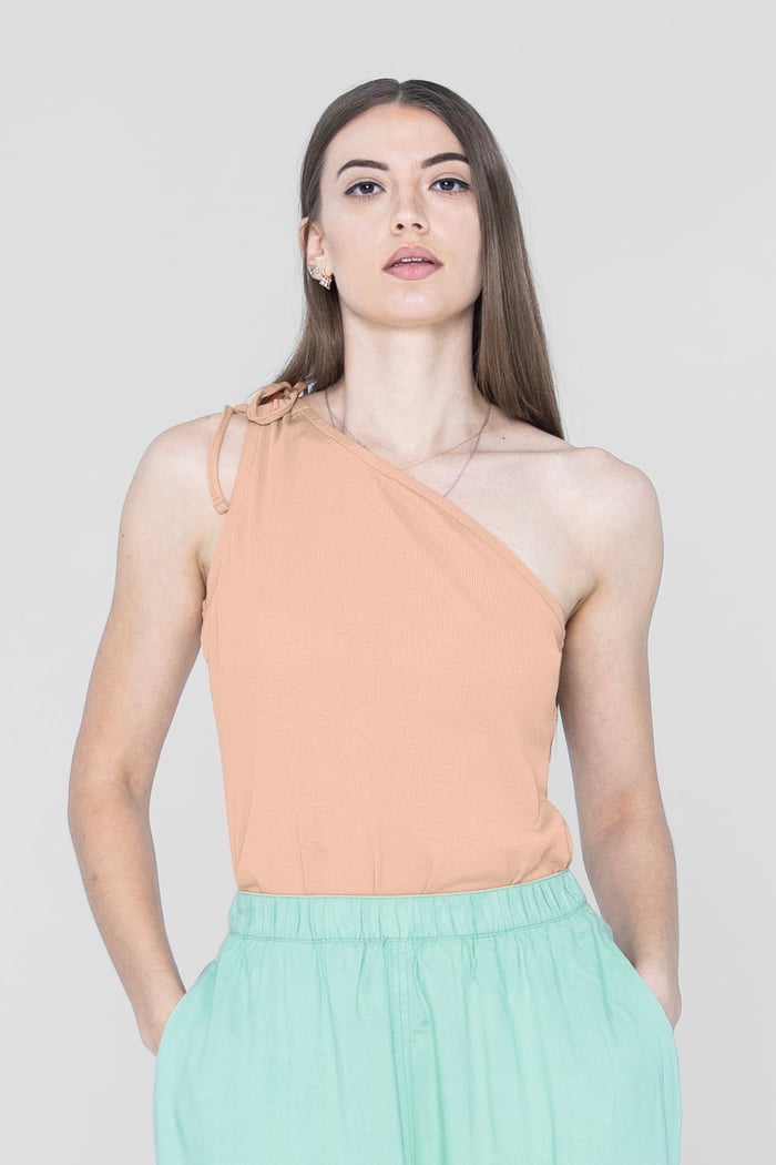 Knotted One Shoulder Rib Vest