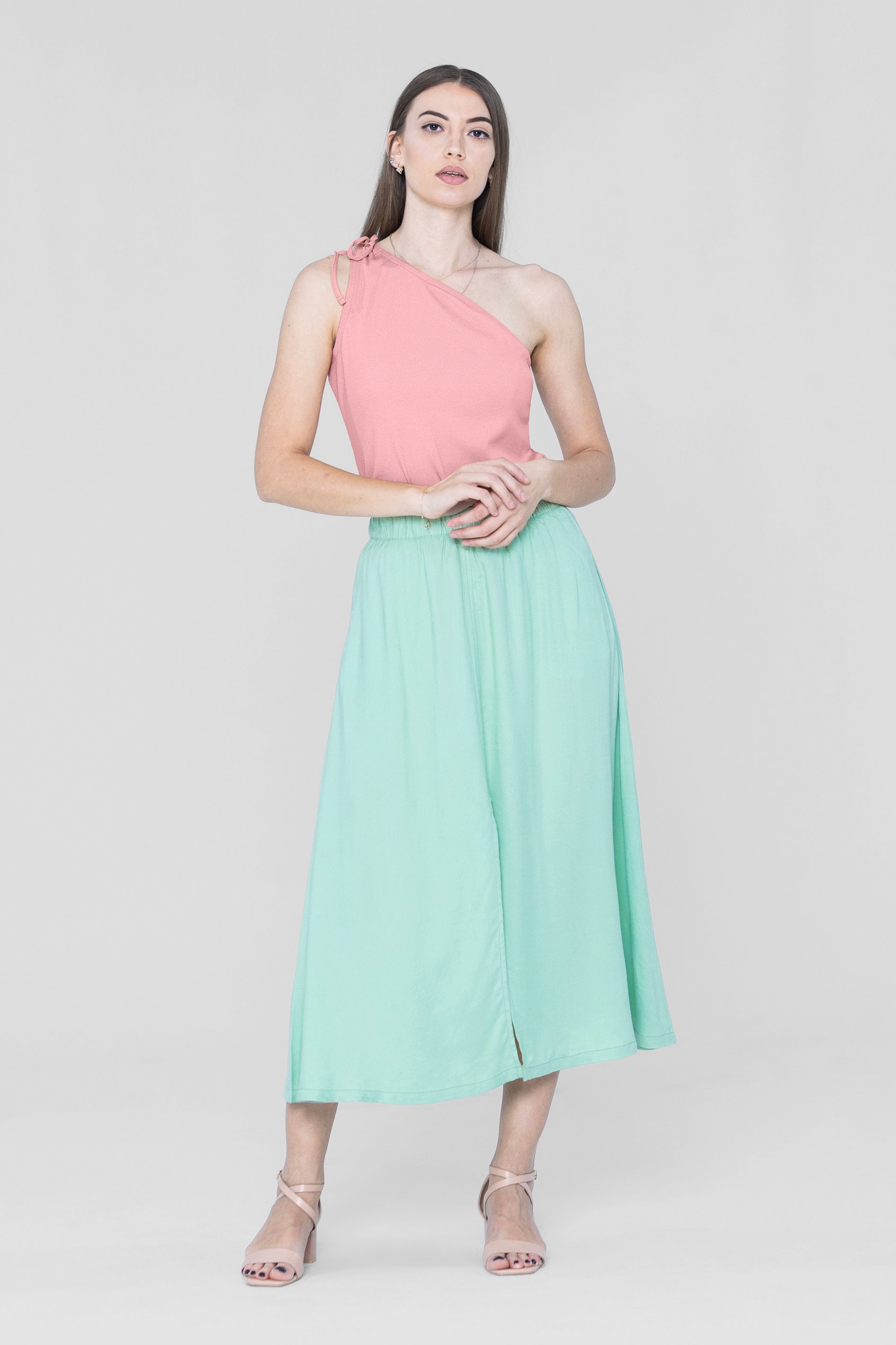 Knotted One Shoulder Rib Vest