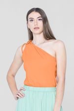 Knotted One Shoulder Rib Vest