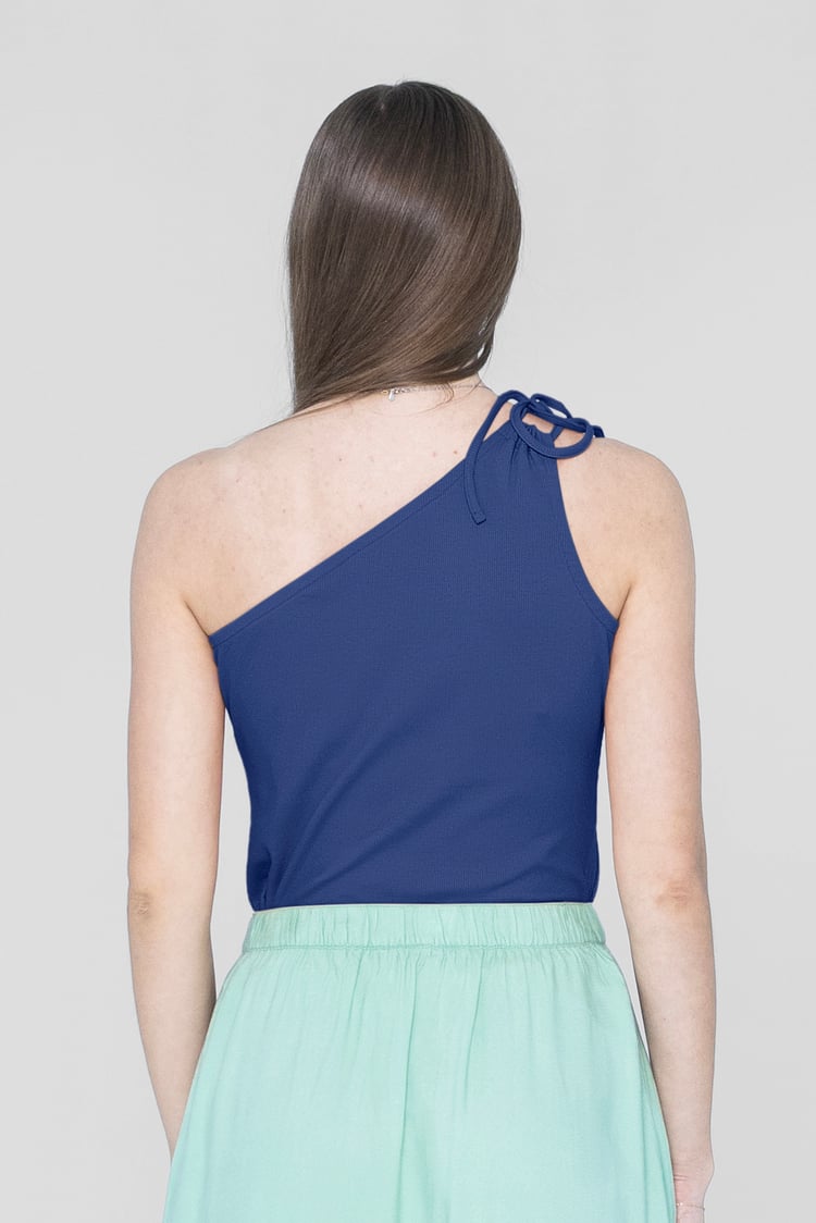 Knotted One Shoulder Rib Vest