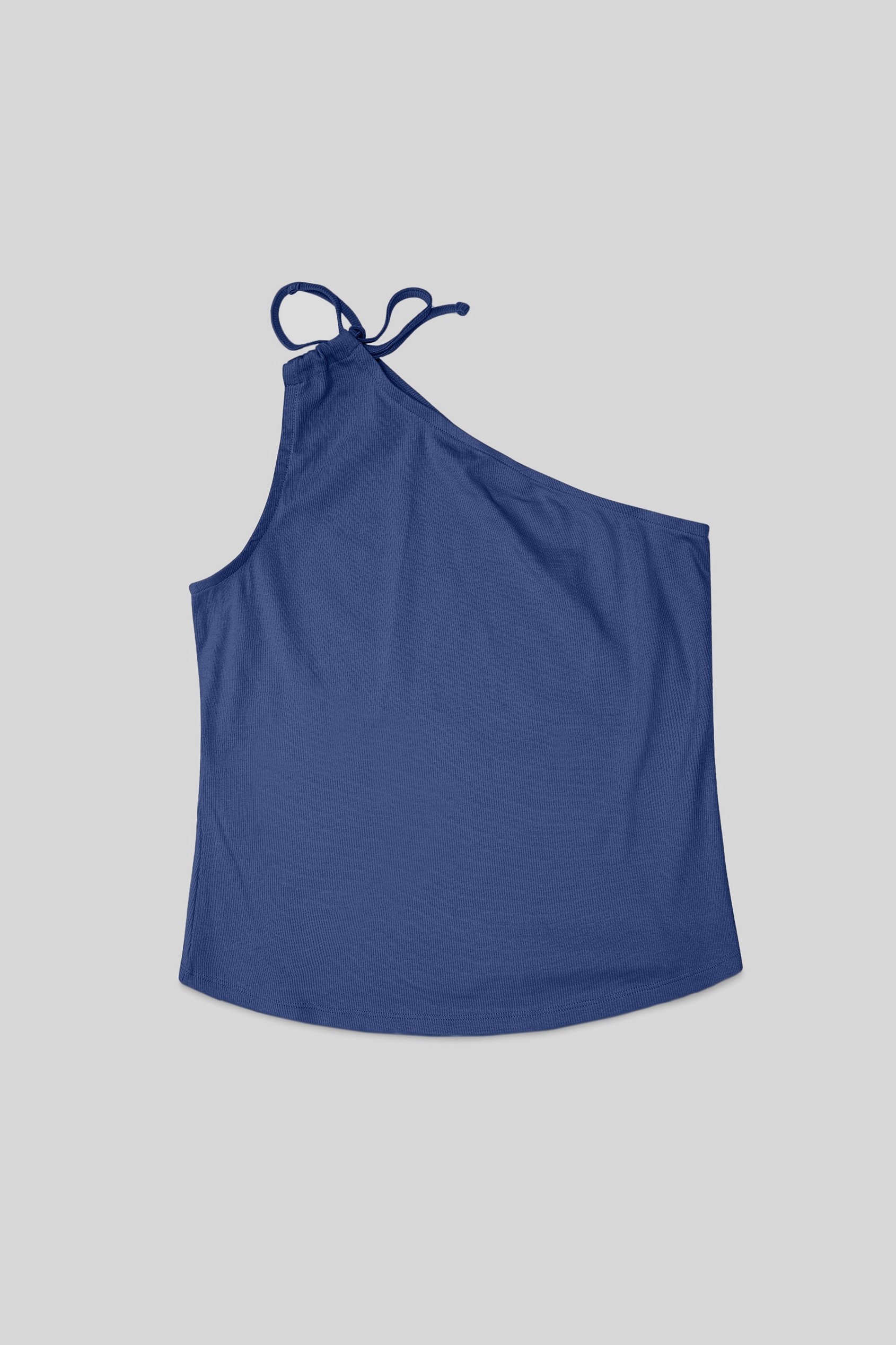 Knotted One Shoulder Rib Vest