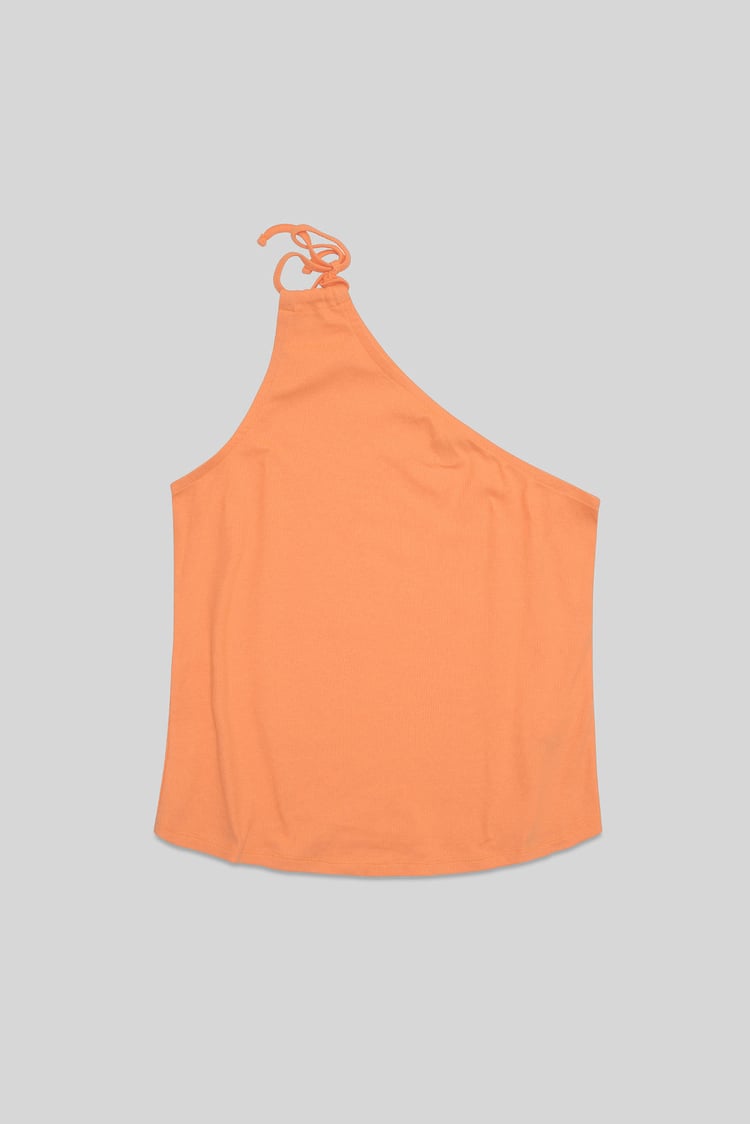 Knotted One Shoulder Rib Vest