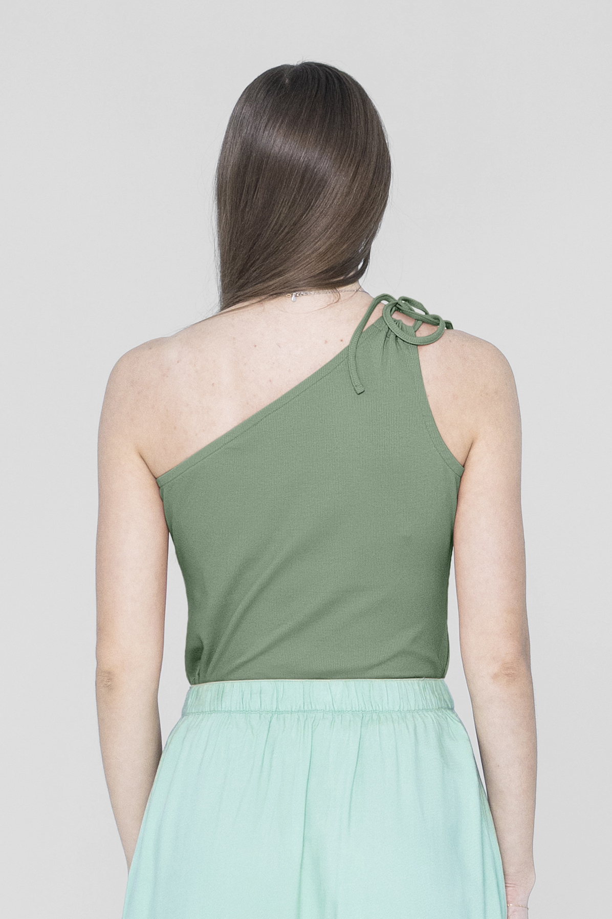 Knotted One Shoulder Rib Vest