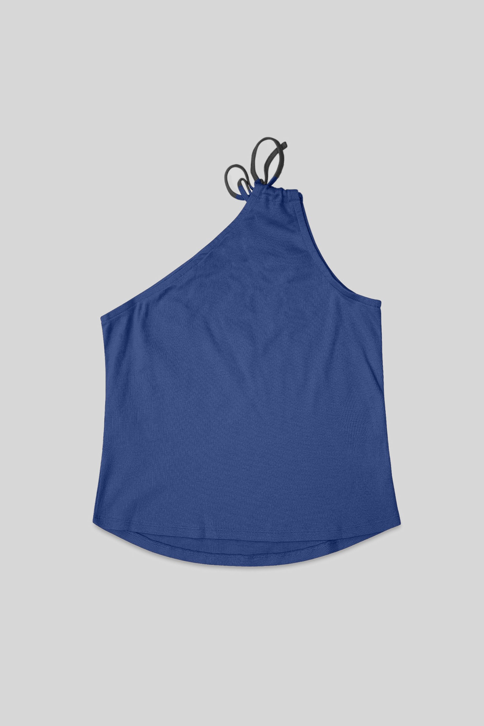 Knotted One Shoulder Rib Vest