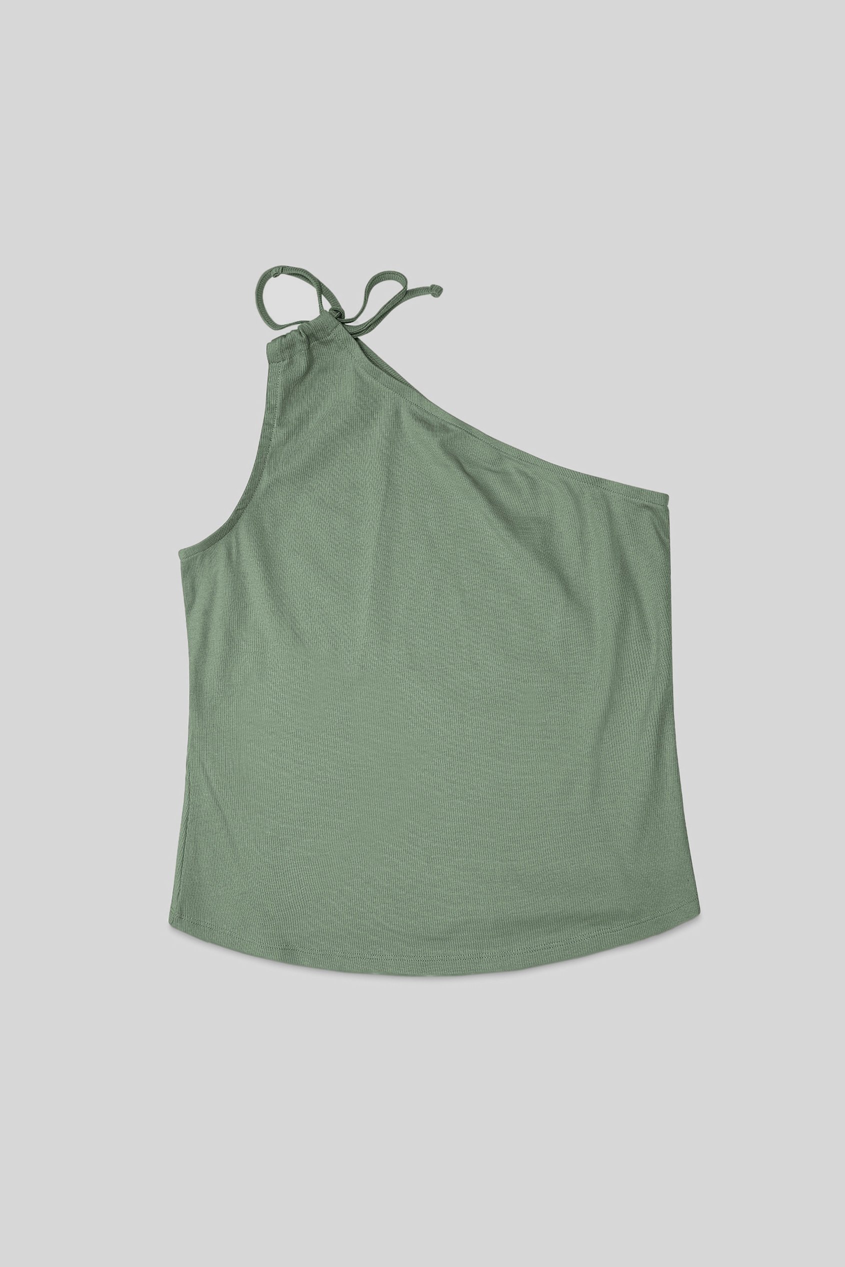 Knotted One Shoulder Rib Vest