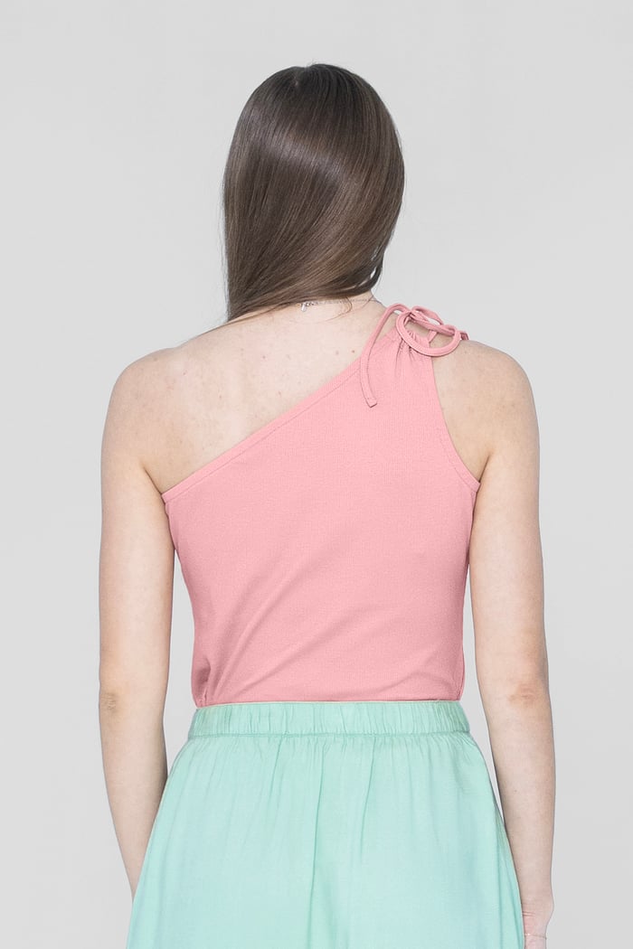 Knotted One Shoulder Rib Vest