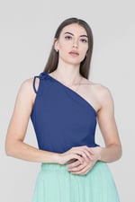 Knotted One Shoulder Rib Vest