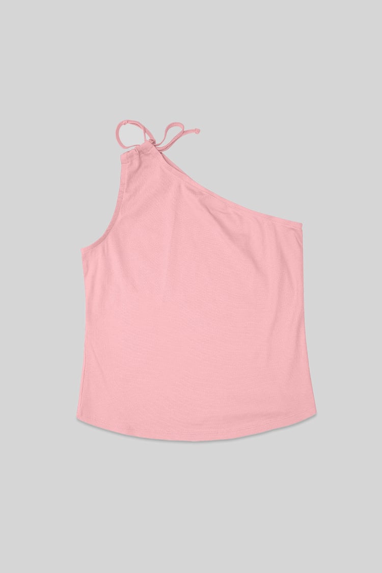 Knotted One Shoulder Rib Vest