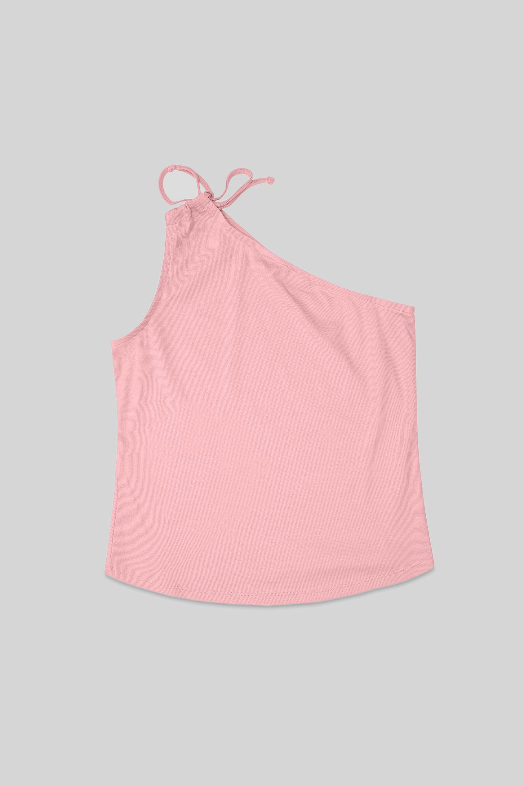 Knotted One Shoulder Rib Vest