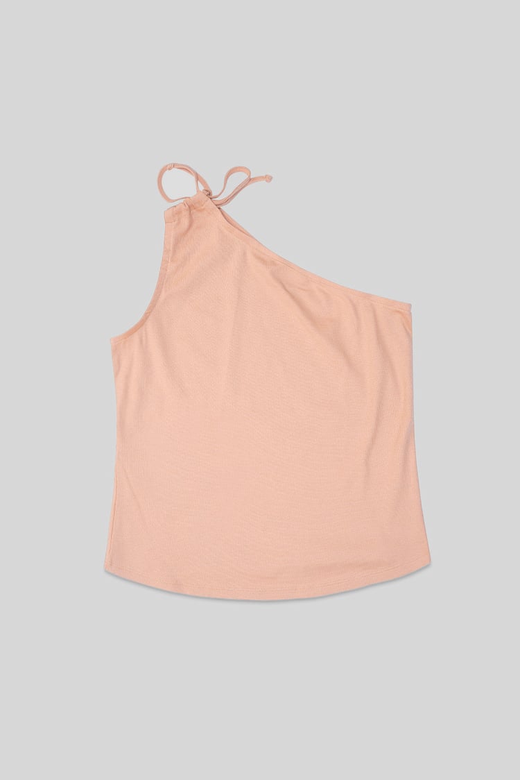 Knotted One Shoulder Rib Vest