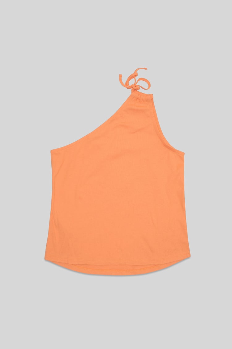 Knotted One Shoulder Rib Vest