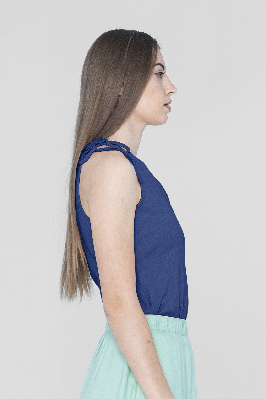 Knotted One Shoulder Rib Vest