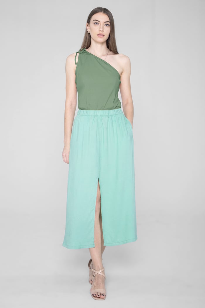 Knotted One Shoulder Rib Vest