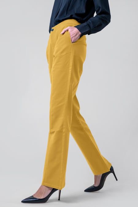 Womens Yellow Front Seam Chino Trouser