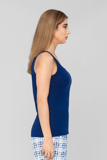 Navy Cotton Strap Vest