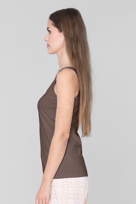 Brown Cotton Strap Vest