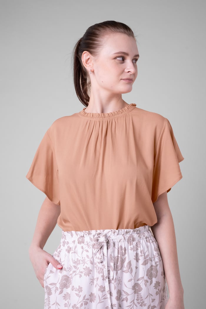 Womens Ruffle Stand Collar Tops