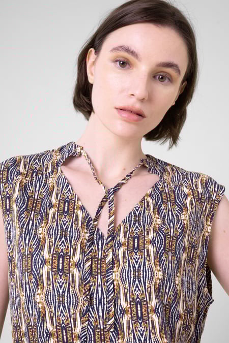 Womens Grey Tie Neck Tops