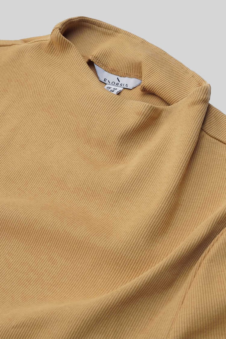 Womens High Neck Ribbed Top