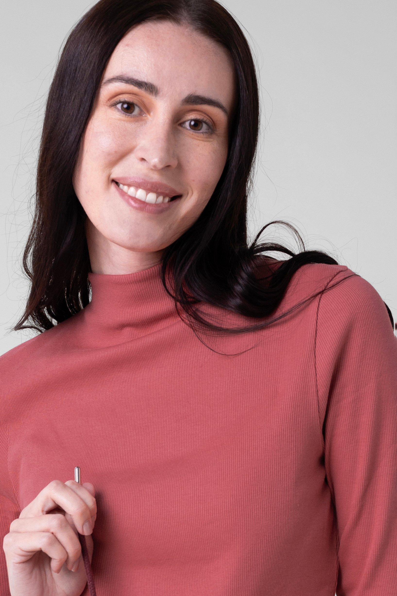 Womens High Neck Ribbed Top