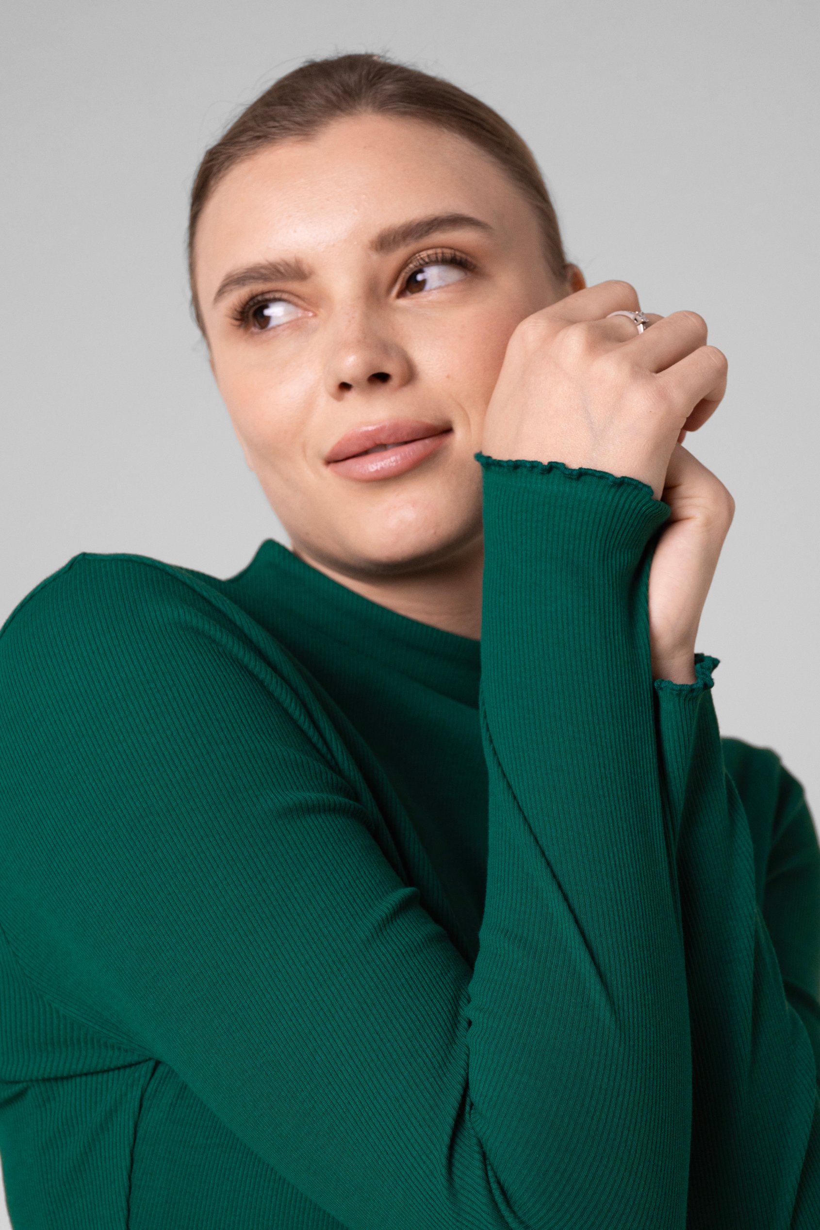 Womens High Neck Ribbed Top