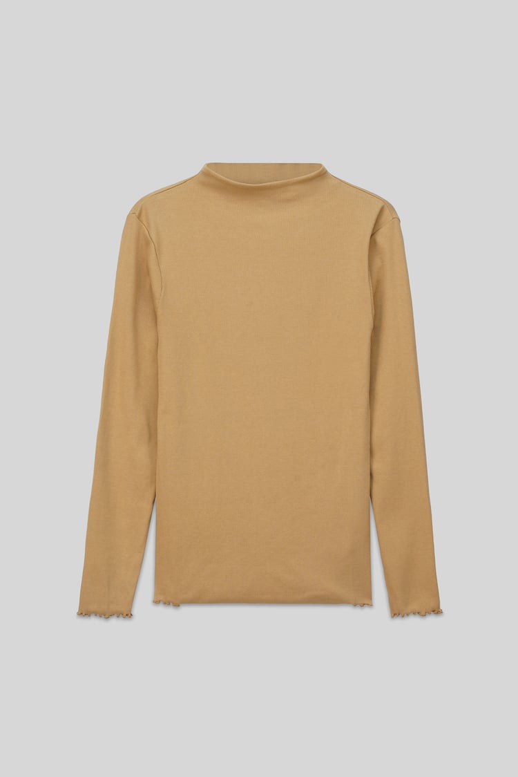 Womens High Neck Ribbed Top