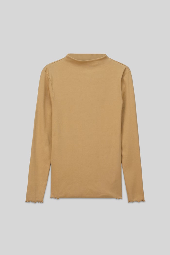 Womens High Neck Ribbed Top