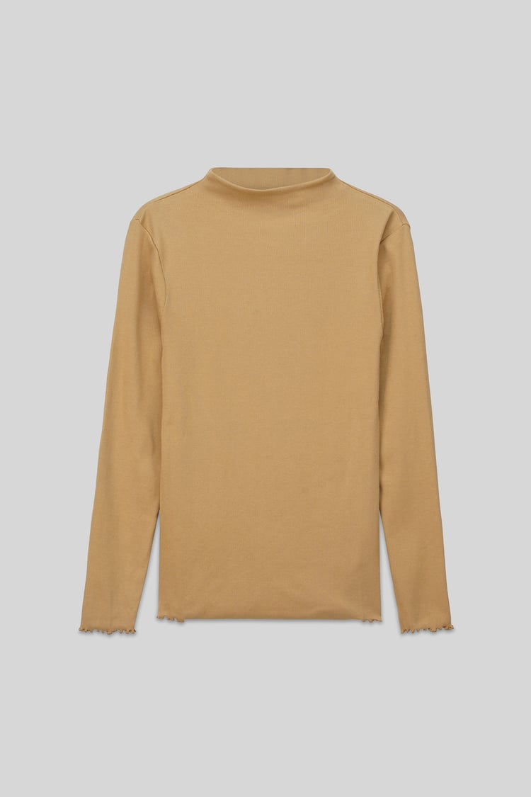 Womens High Neck Ribbed Top