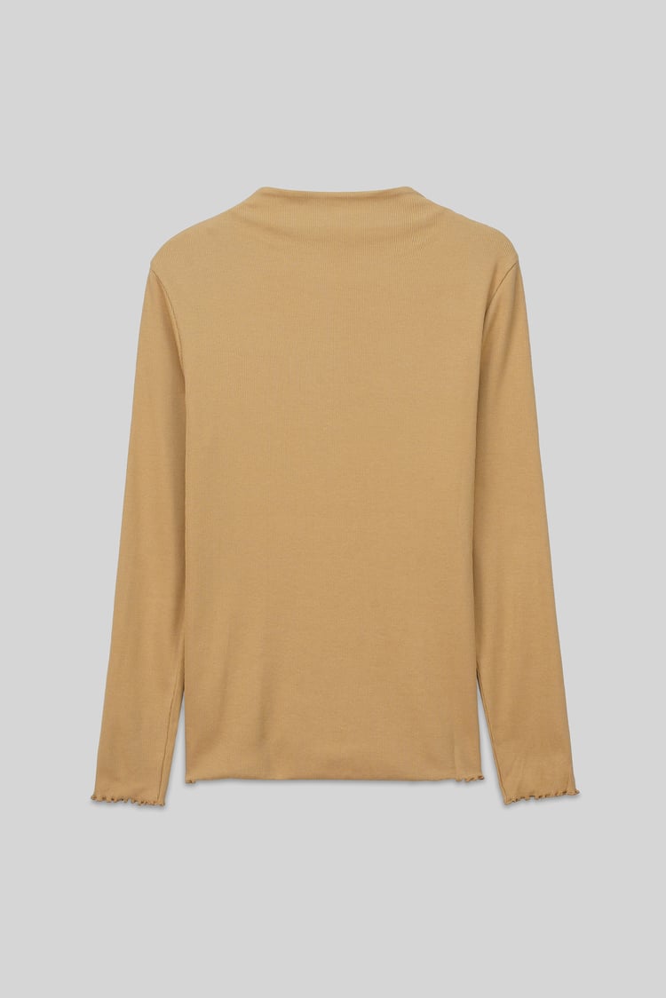 Womens High Neck Ribbed Top