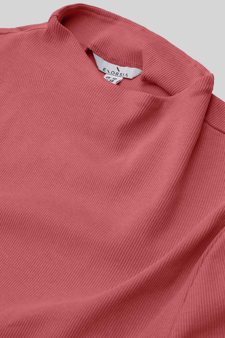 Womens High Neck Ribbed Top