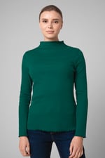 Womens High Neck Ribbed Top