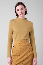 Womens High Neck Ribbed Top