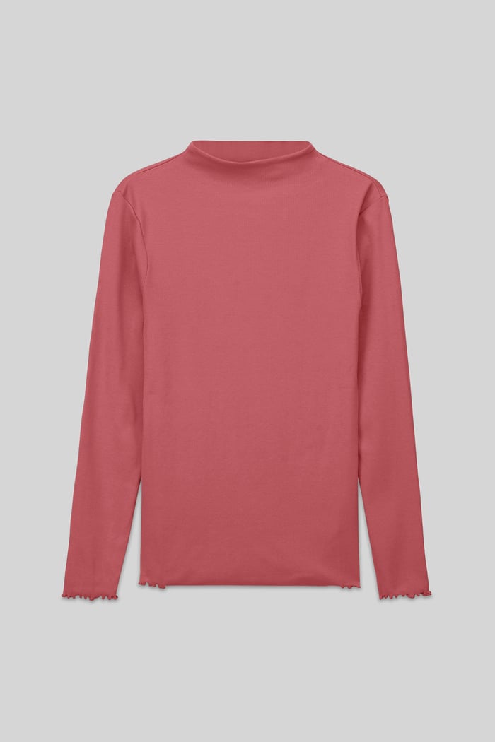 Womens High Neck Ribbed Top