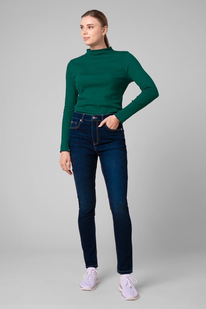 Womens High Neck Ribbed Top