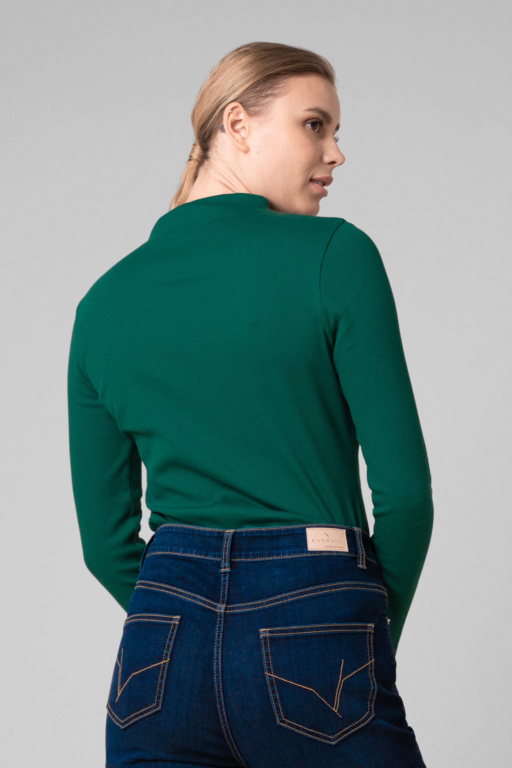 Womens High Neck Ribbed Top