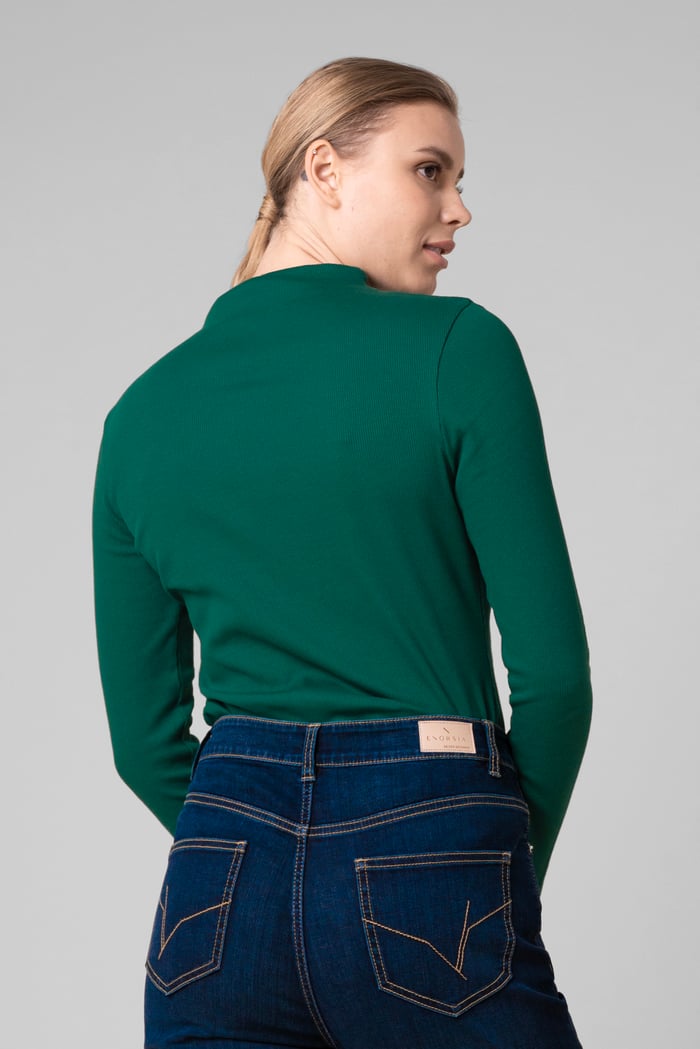 Womens High Neck Ribbed Top