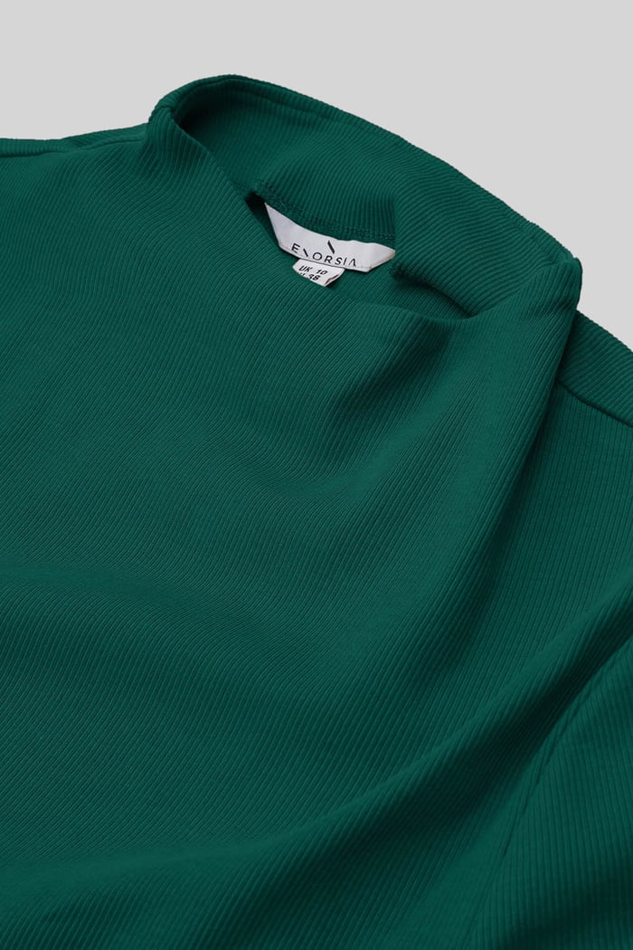 Womens High Neck Ribbed Top